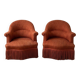 Pair of vintage toad chairs in rust fabric