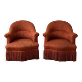 Pair of vintage toad chairs in rust fabric