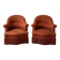 Pair of vintage toad chairs in rust fabric