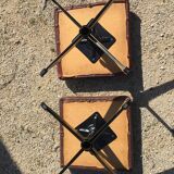 Two leather and metal stools Denmark 60s