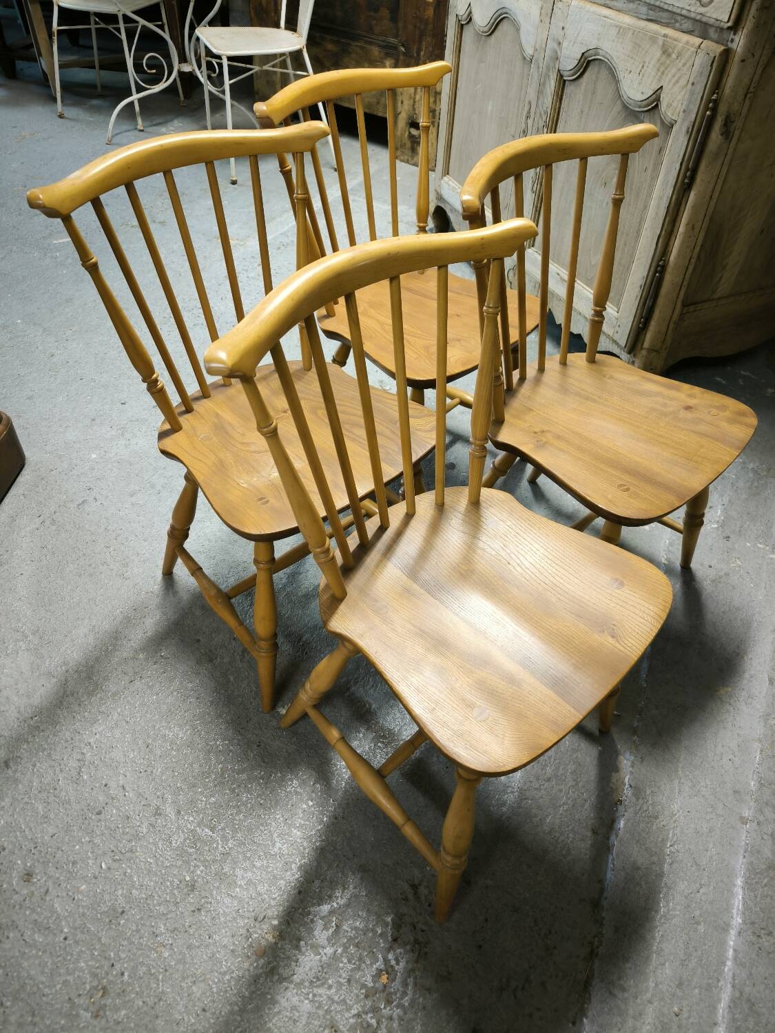 Set of 4 ERCOL chairs, Elm and Beech, 1960