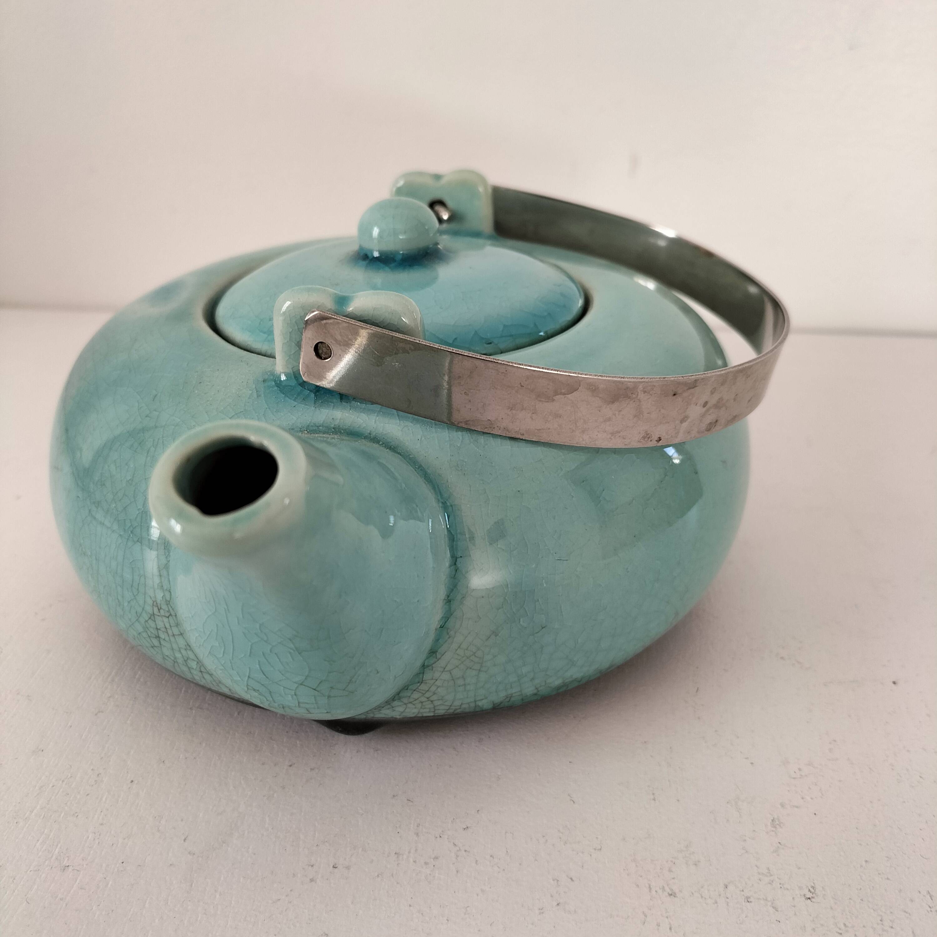 crackle effect ceramic teapot