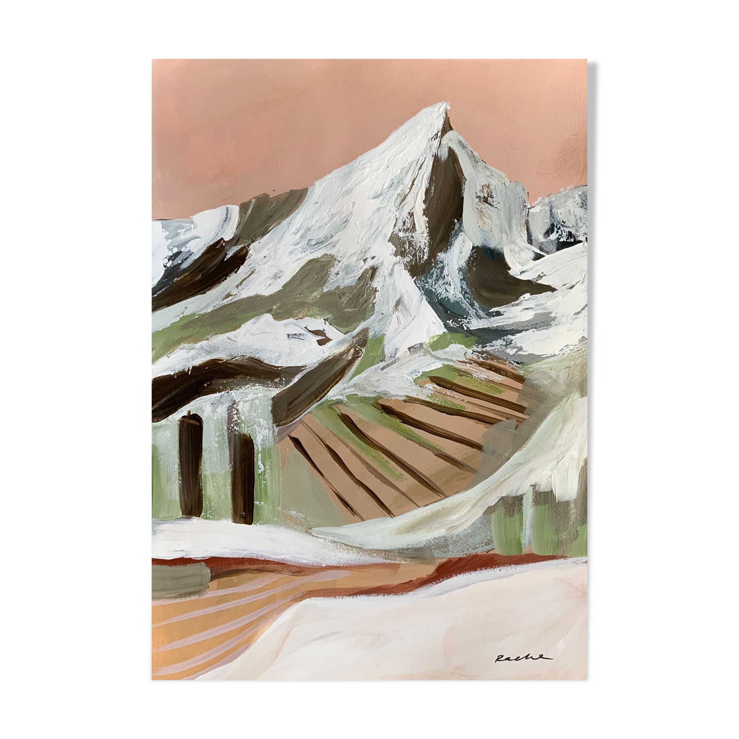 Snow top peak original acrylic painting