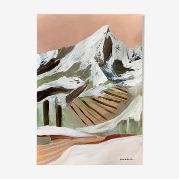 Snow top peak original acrylic painting