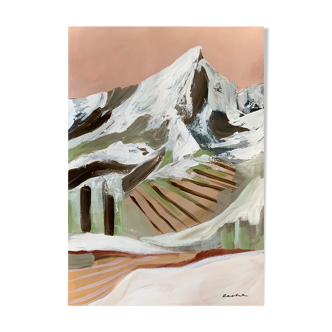 Snow top peak original acrylic painting