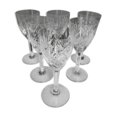 6 Glasses of white wine in cut crystal of Saint Louis model Chantilly