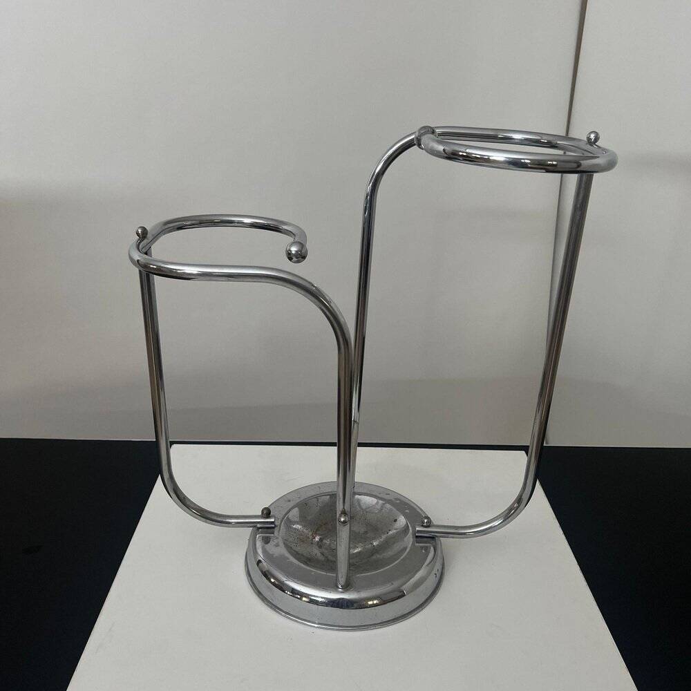 Art Deco Chrome Umbrella Stand in Tubular Steel and Chrome-Plated, Belgium, 1930