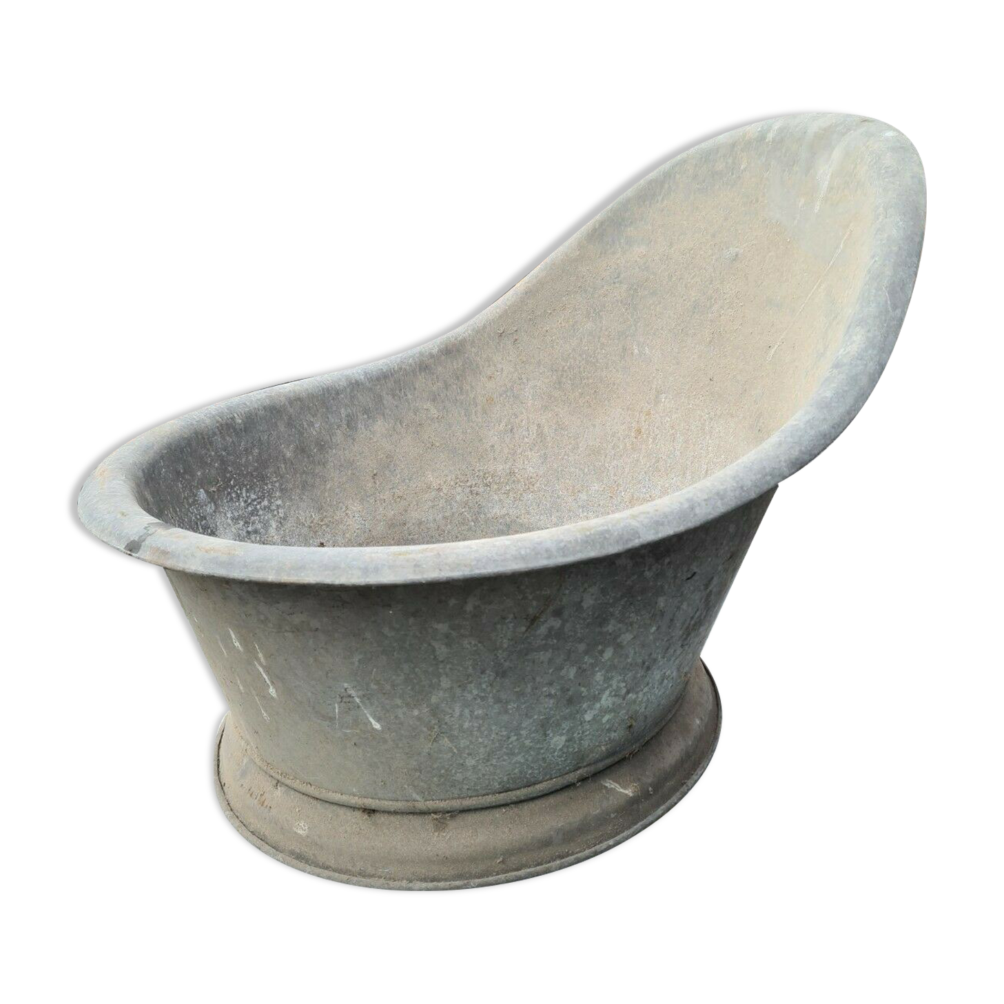 Zinc basin bathtub with backrest