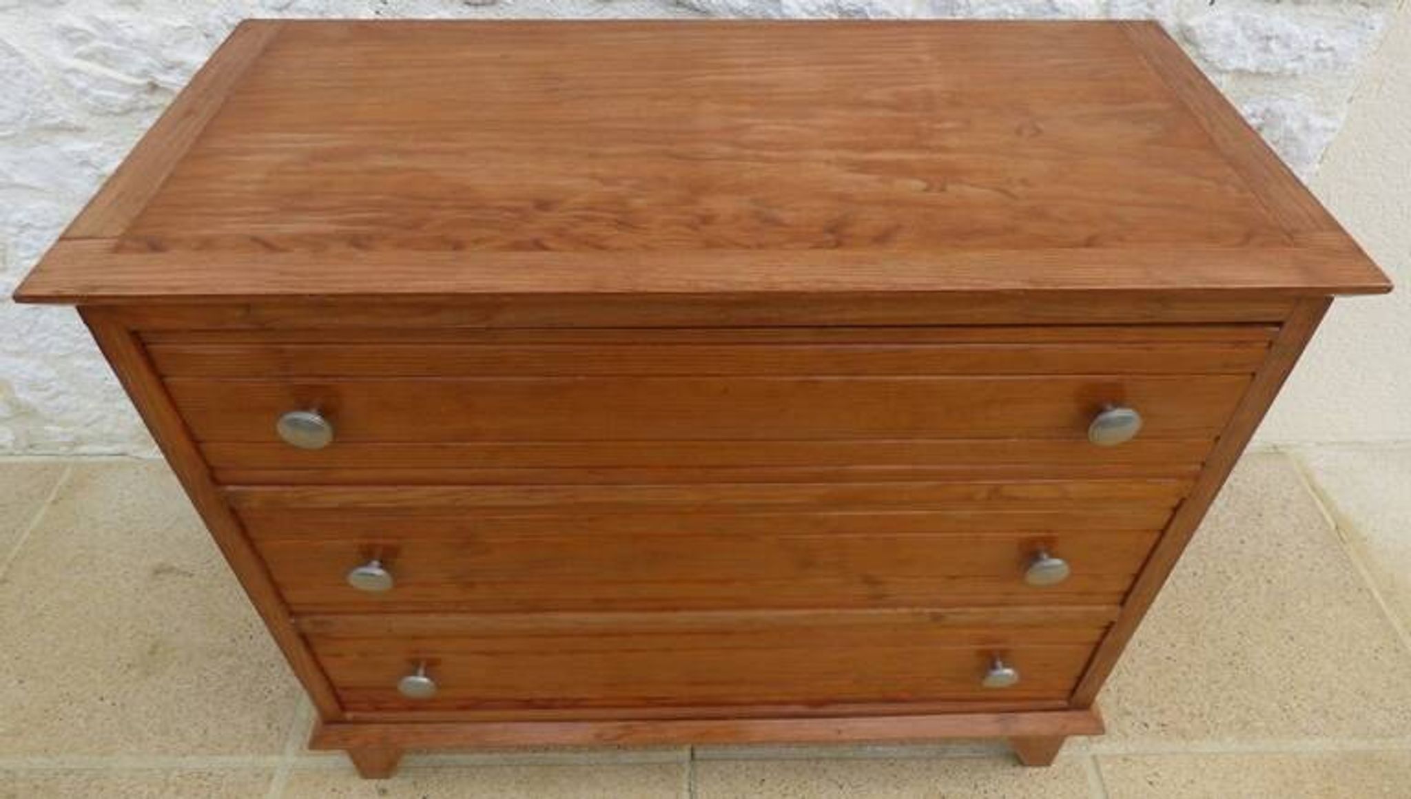 Commode ancienne post art déco en pin massif, vers 1940