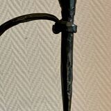 Brutalist candlestick in struck steel 1980
