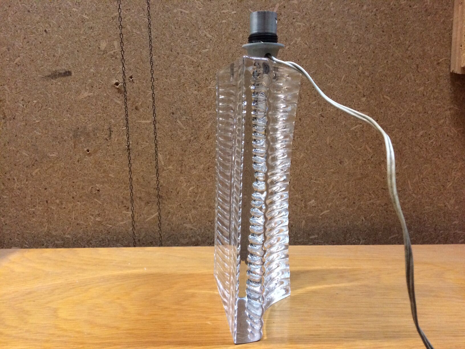 Vintage crystal lamp foot signed daum france - 70s