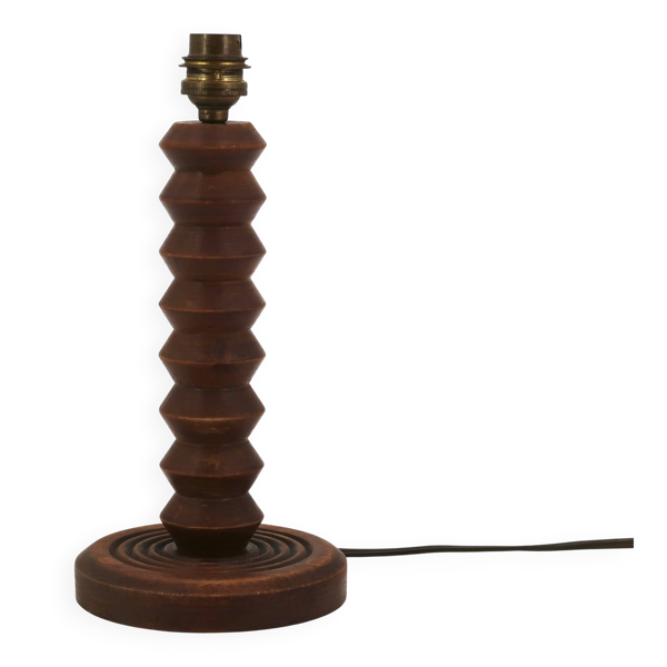 Lampe colonne en bois foncé de Charles Dudouyt, style Brancusi années 40