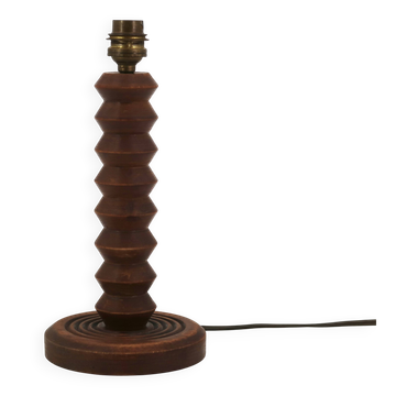 Dark wood column lamp by Charles Dudouyt, Brancusi style from the 1940s.