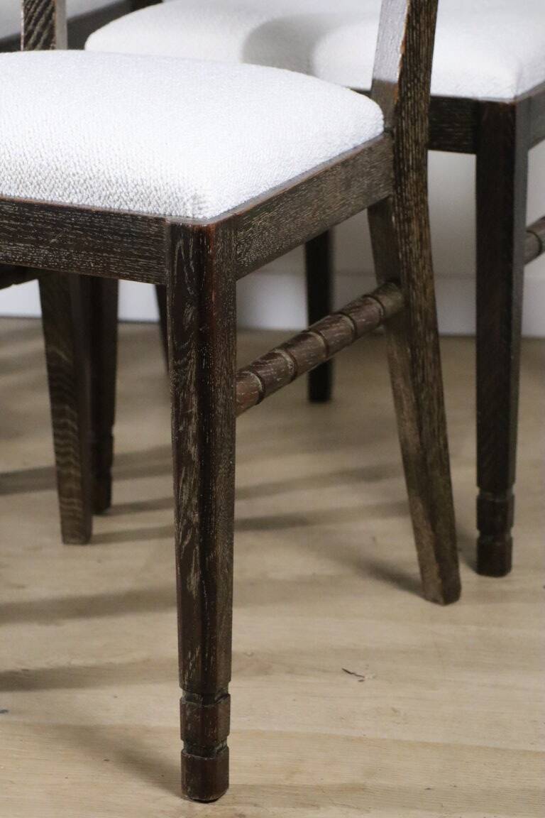 Set of 4 modernist chairs in oak and boucle fabric - 1940