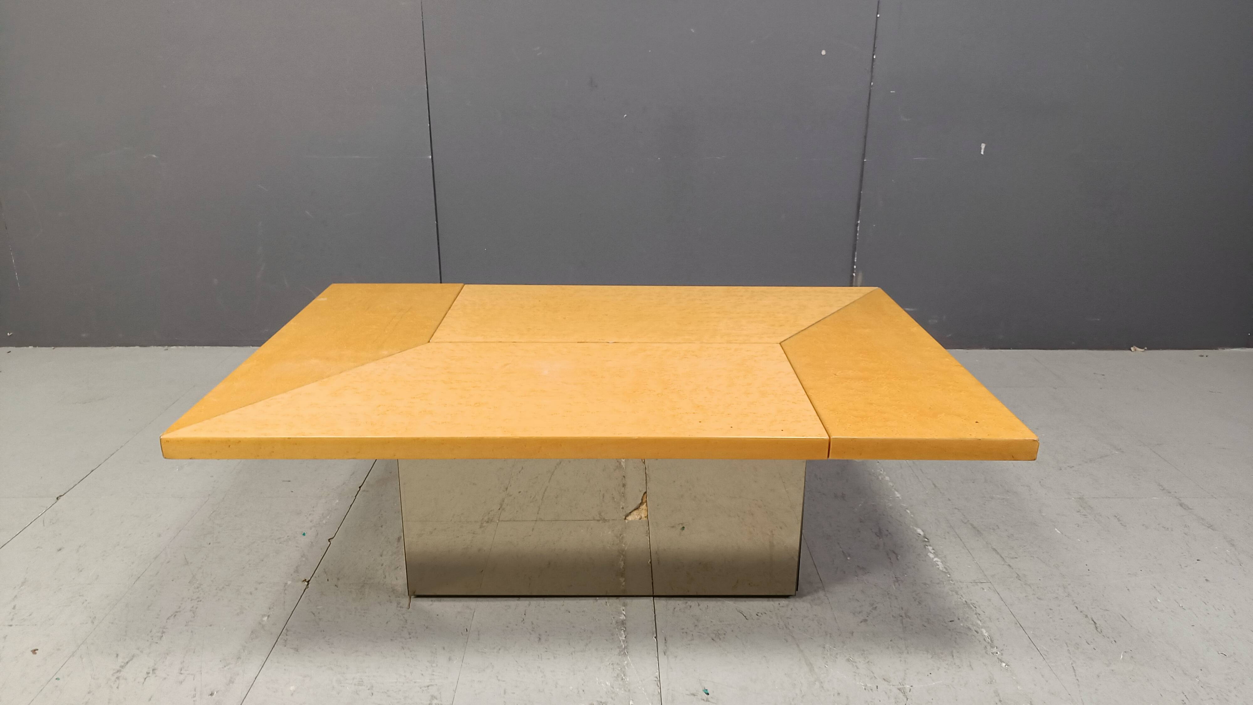 Vintage ash wood coffee table by Paul Michel, 1970s