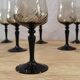 11 vintage black foot smoked twisted water glasses