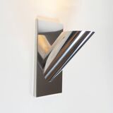 Set of three large sculptural vintage chrome metal wall lights