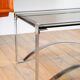 Rectangular coffee table in chrome and smoked glass, arched legs, Space Age, Design, 1970