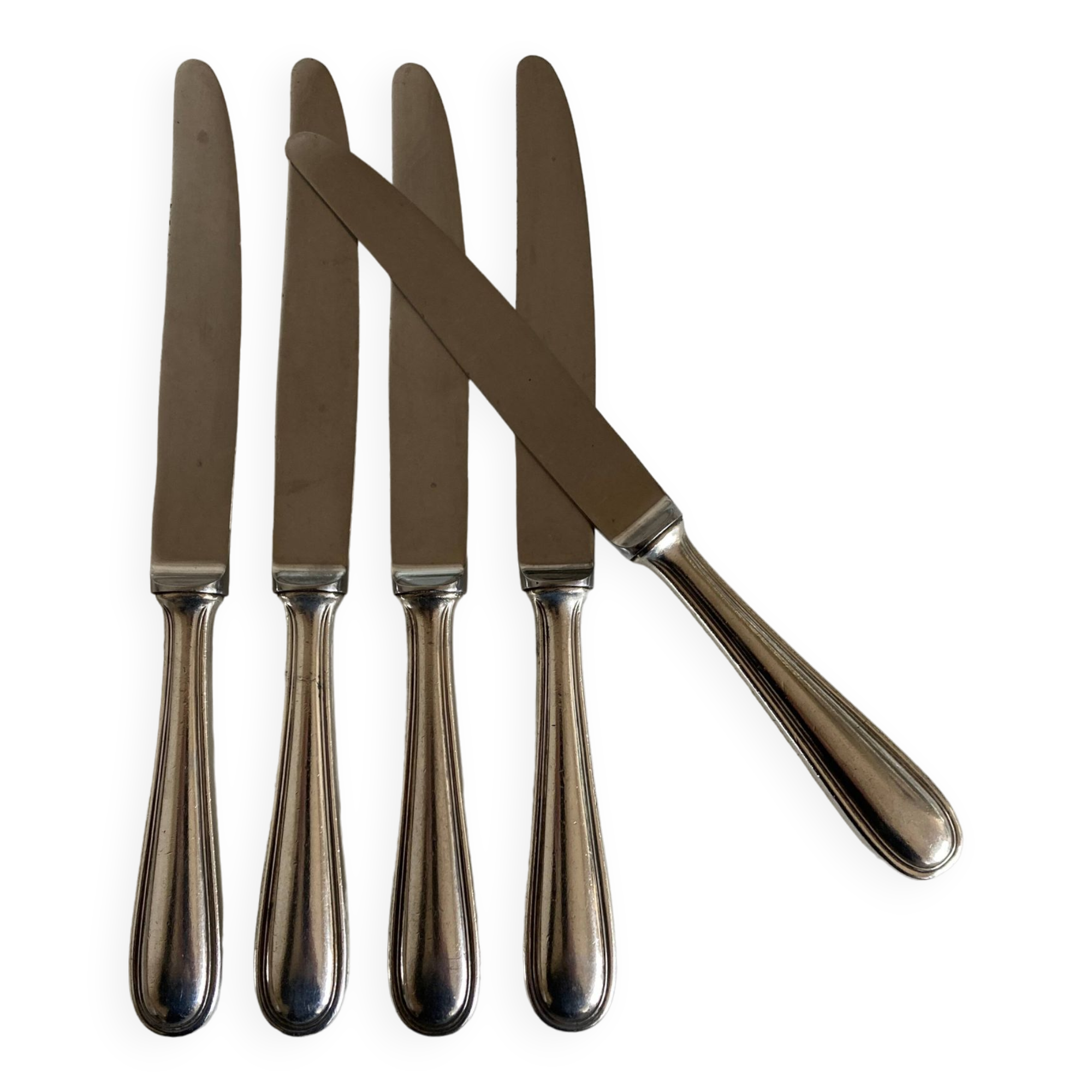 Set of 5 brasserie knives in silver display 1950
