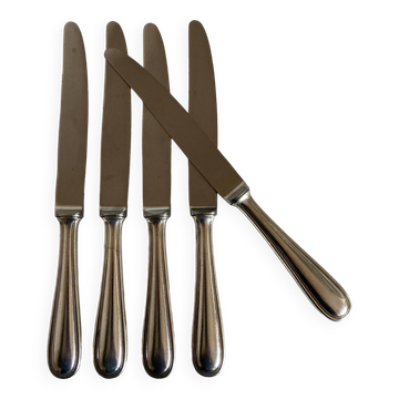 Set de 5 couteaux de brasserie en étal argenté 1950