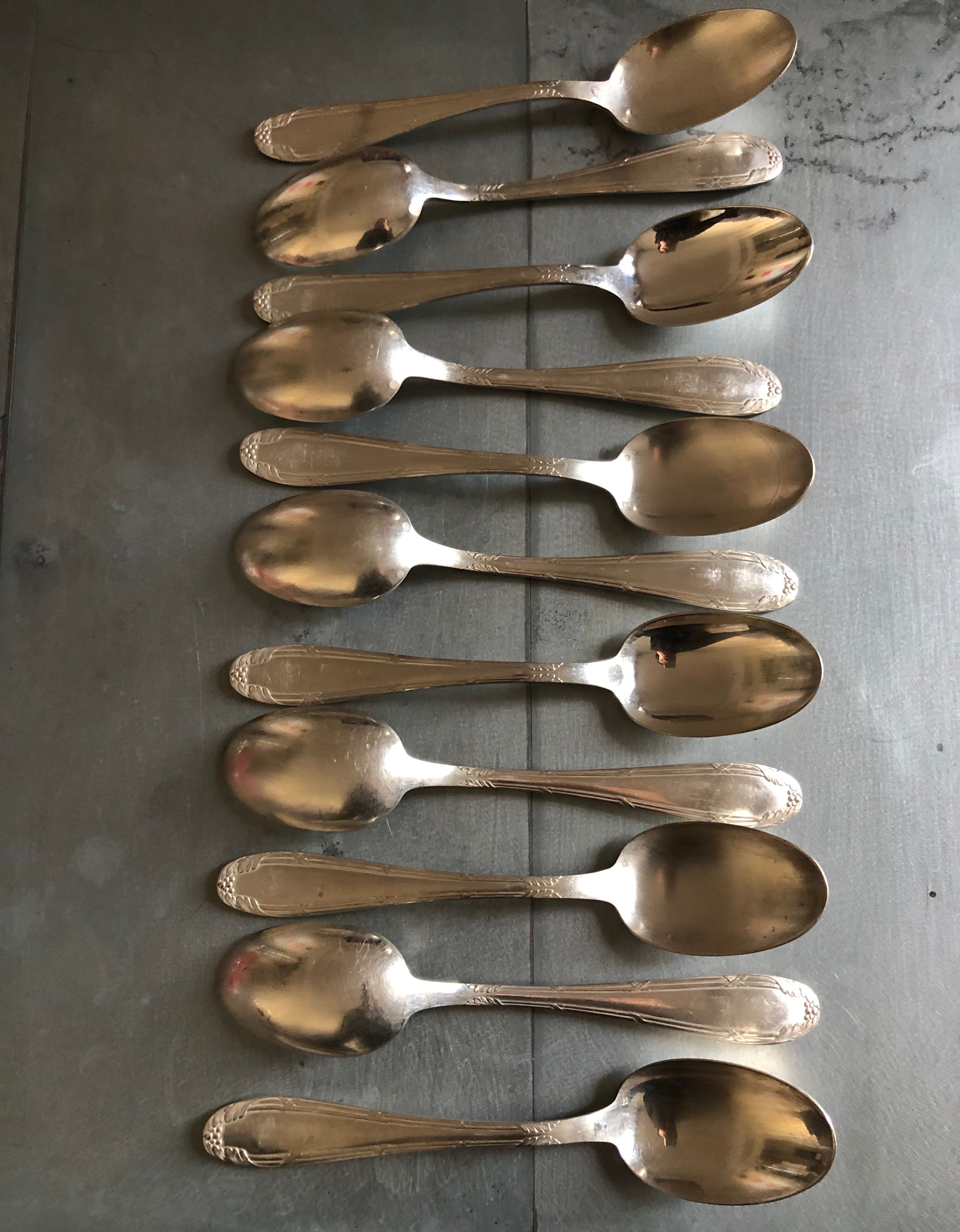 Silver metal spoons