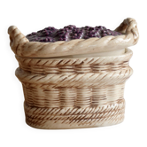 Vintage barbotine sugar bowl / sweet jar blackberry basket