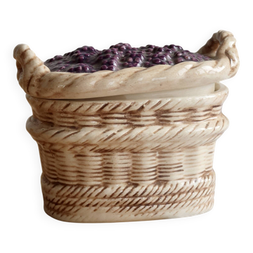 Sucrier / bonbonnière vintage barbotine panier de mûres