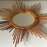 Vintage rattan sun mirror 60 years