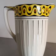 1 very large BFK (Boch Frères Keramis) Ambra 801 L jug. White, black lines and decorated band