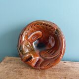 Cendrier zoomorphe poisson en terre cuite émaillée