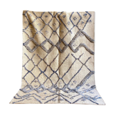 Tapis berbère crème à motifs bleu