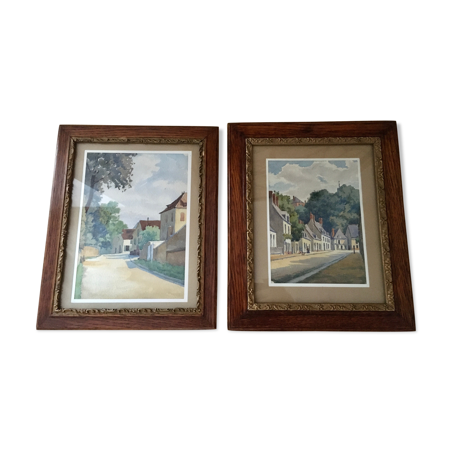 Duo d’aquarelles encadrées