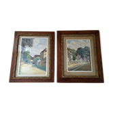 Duo d’aquarelles encadrées