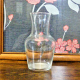 Carafe de nuit ancienne en verre et étain