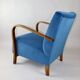 Fauteuil en velours bleu Art Déco, années 1960