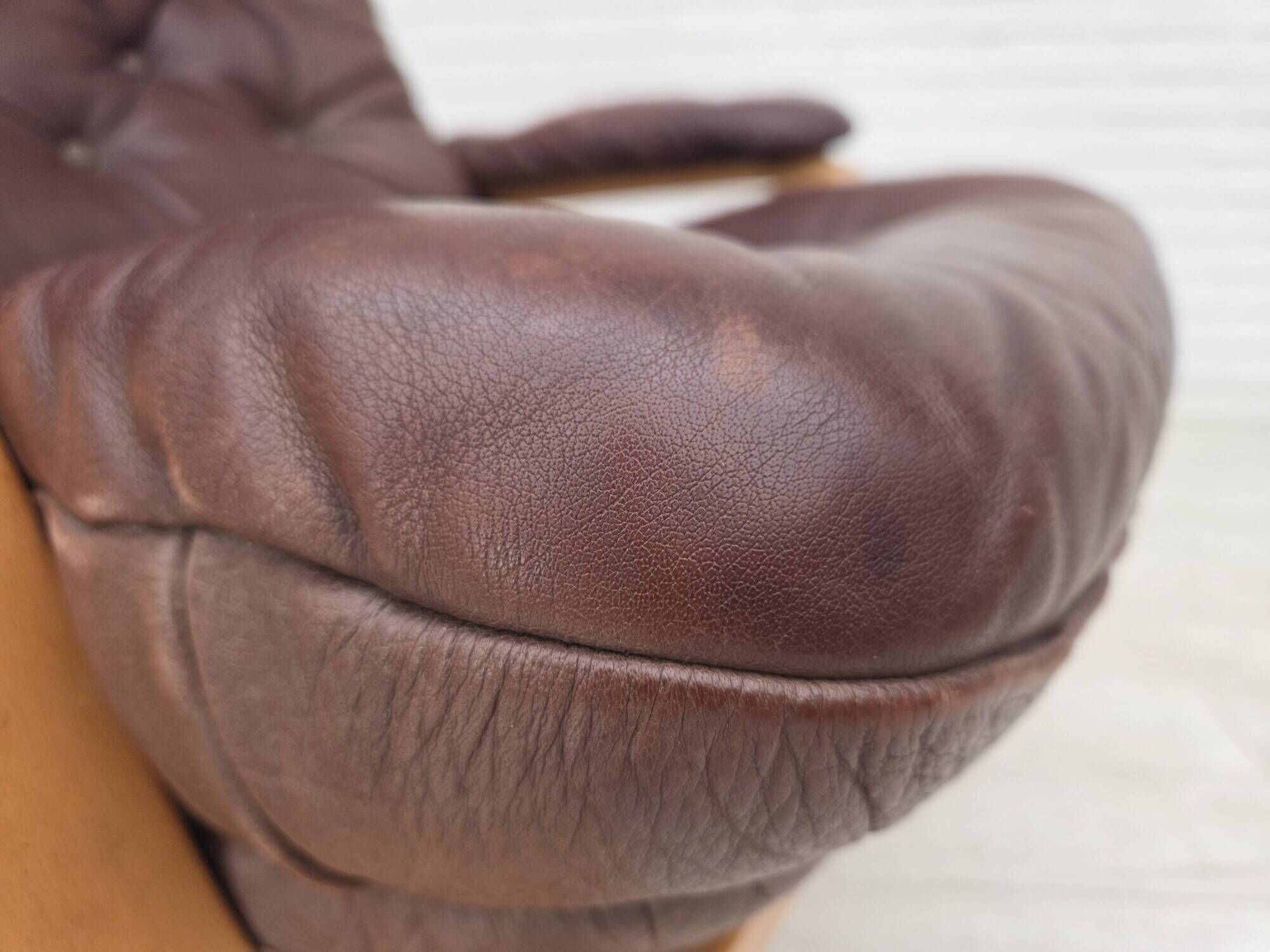 1970s, Scandinavian adjustable armchair, furniture leather, bentwood.