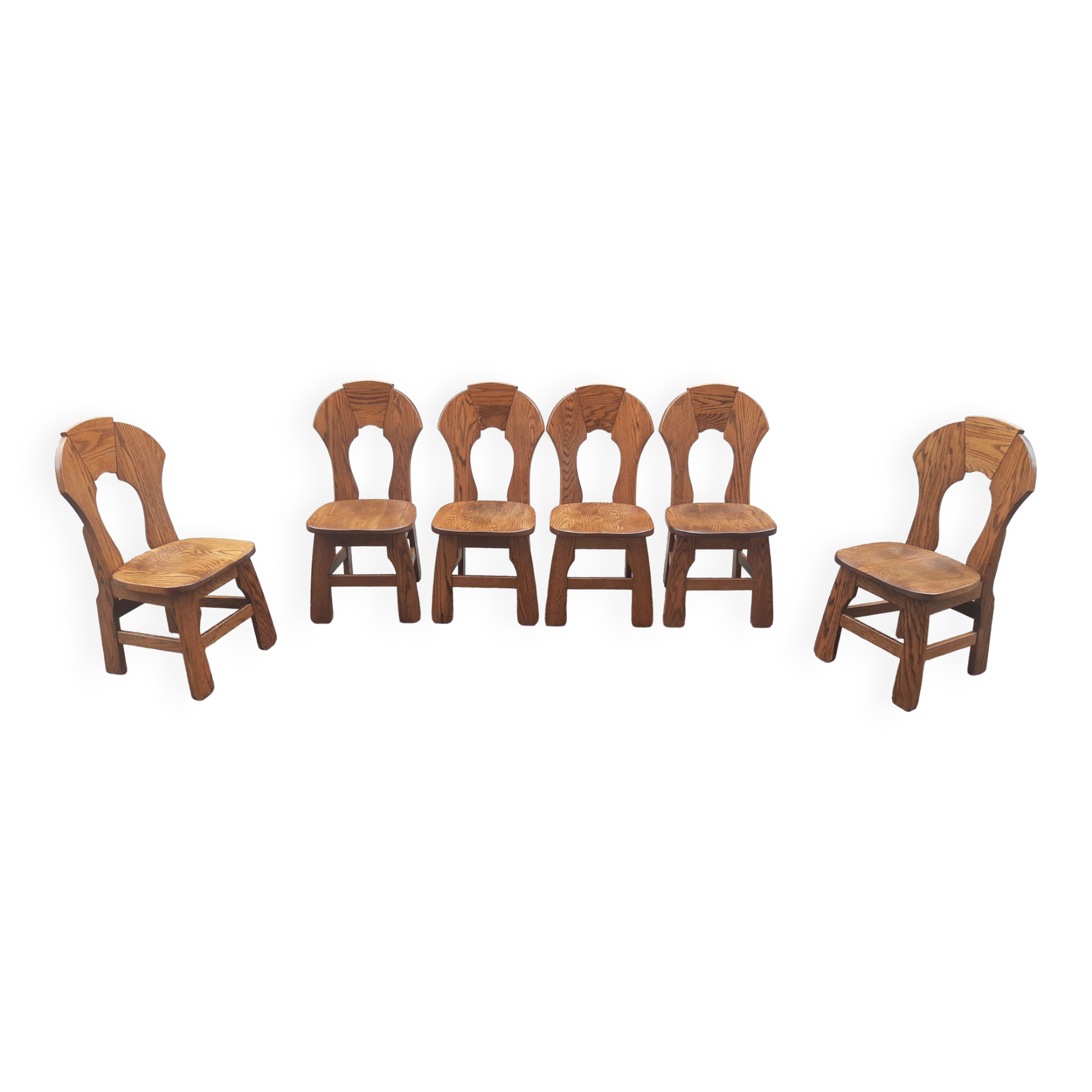 Brutalist chairs in solid oak mountain chalet decor