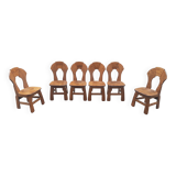 Brutalist chairs in solid oak mountain chalet decor
