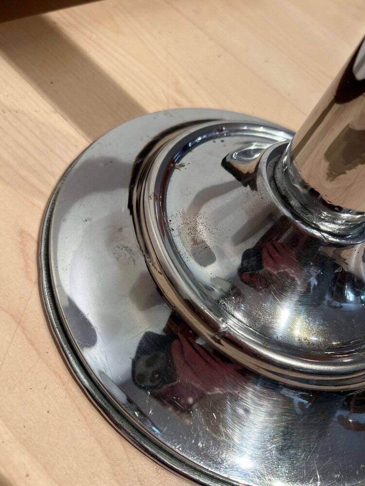 Art Deco Standing Ashtray in Polished and Chromed Metal, Switzerland, 1930