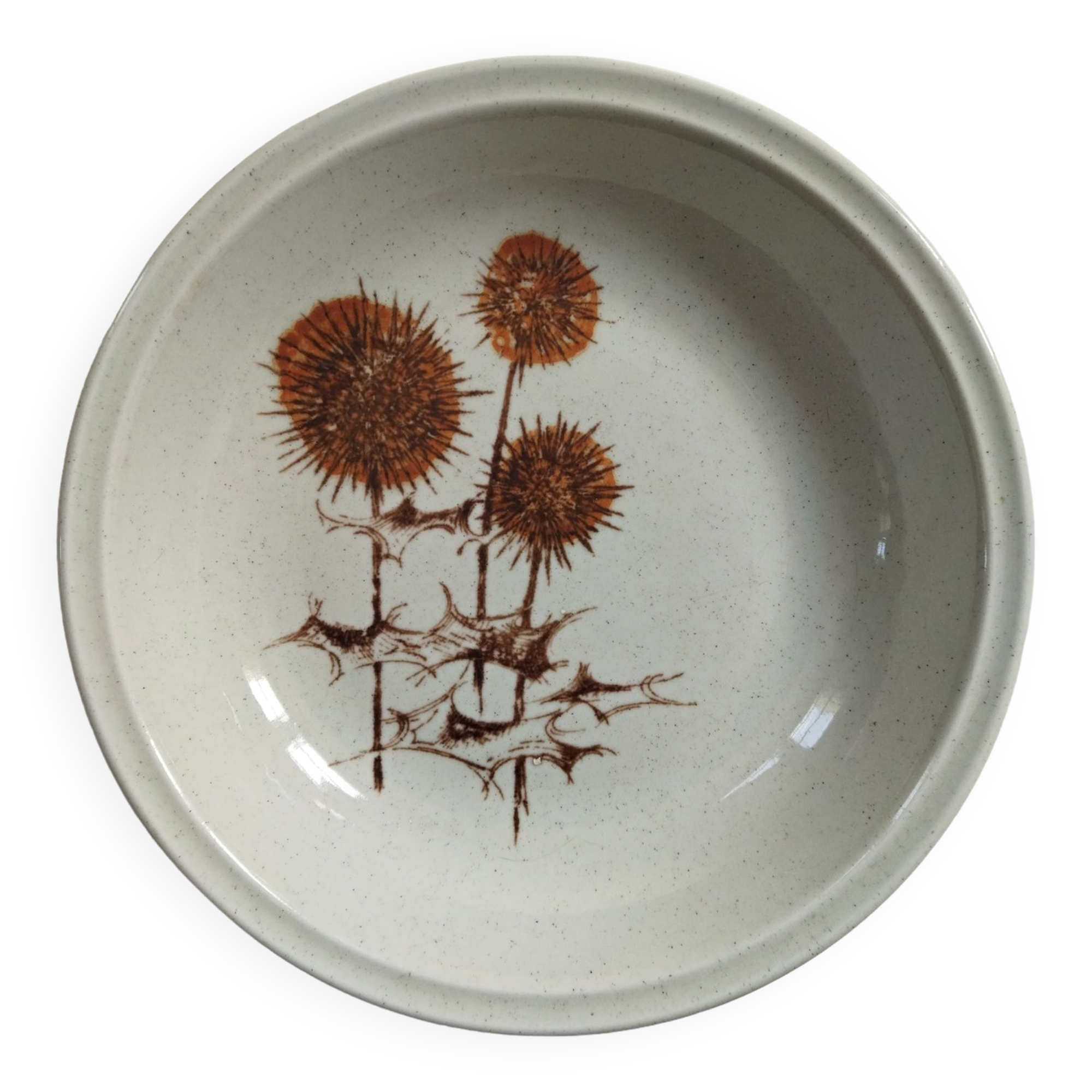 Sarreguemines stoneware hollow dish "Thistles"