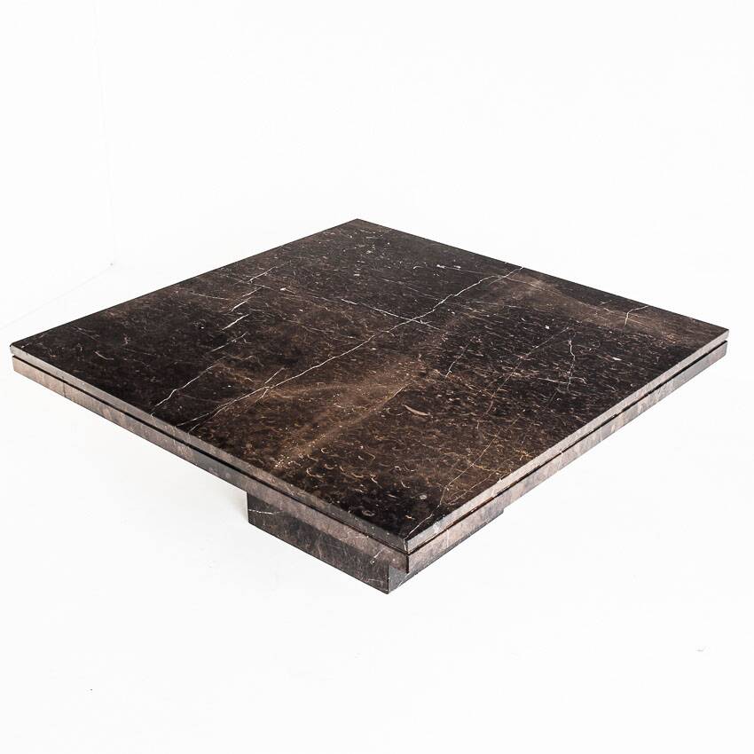 Vintage coffee table. Veined marble. France, 1970s