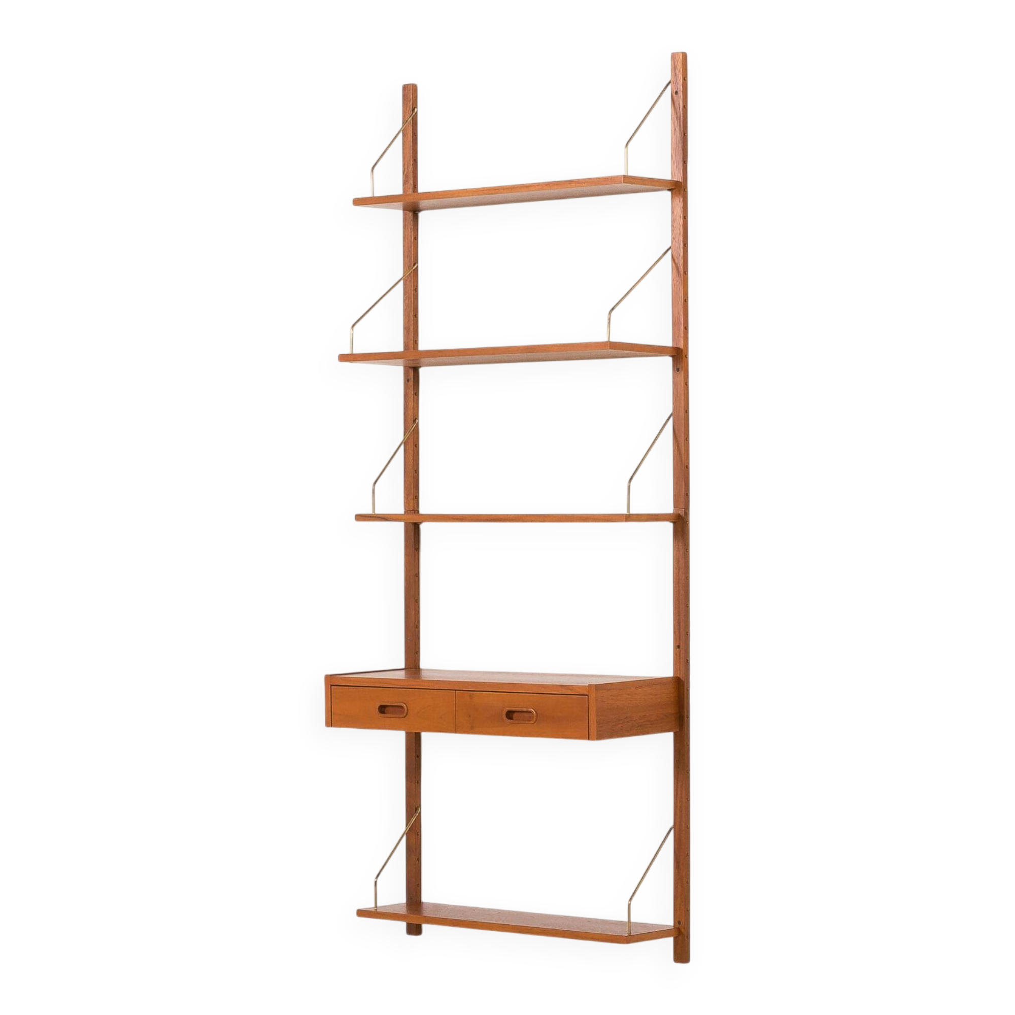 Scandinavian mid century teak wall unit with a console, 1960s