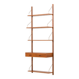 Scandinavian mid century teak wall unit with a console, 1960s