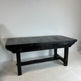 Brutalist elm table Wabi-sabi spirit and its 2 benches