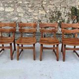 4 brutalist oak chairs