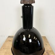 Set of 4 Industrial Bauhaus Black Enamel Pendant Lamps, 1960s