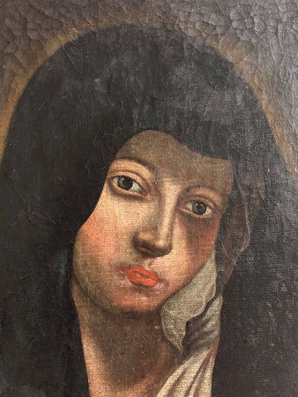Virgin Mary painting on canvas from the 17th century anonymous 49 cm by 38 cm Italian school