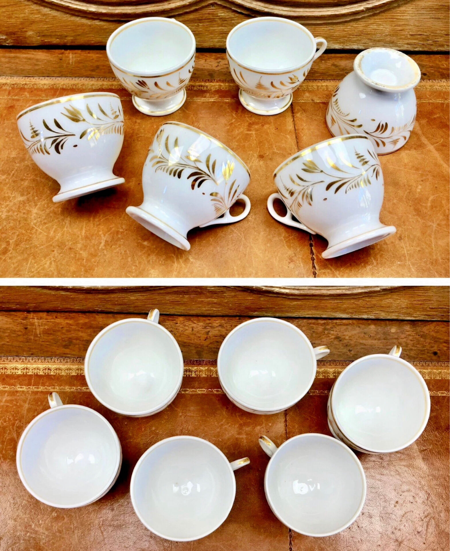 Antique Empire XIX coffee service for 6 cups, porcelain from Paris.