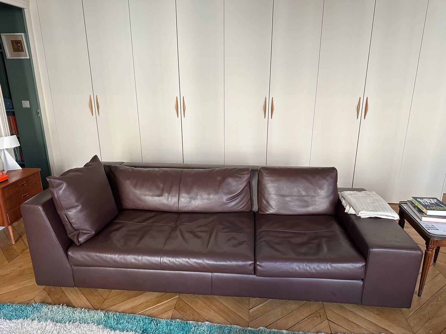 CINNA Brown leather sofa 4 seats Exclusive model Didier Gomez