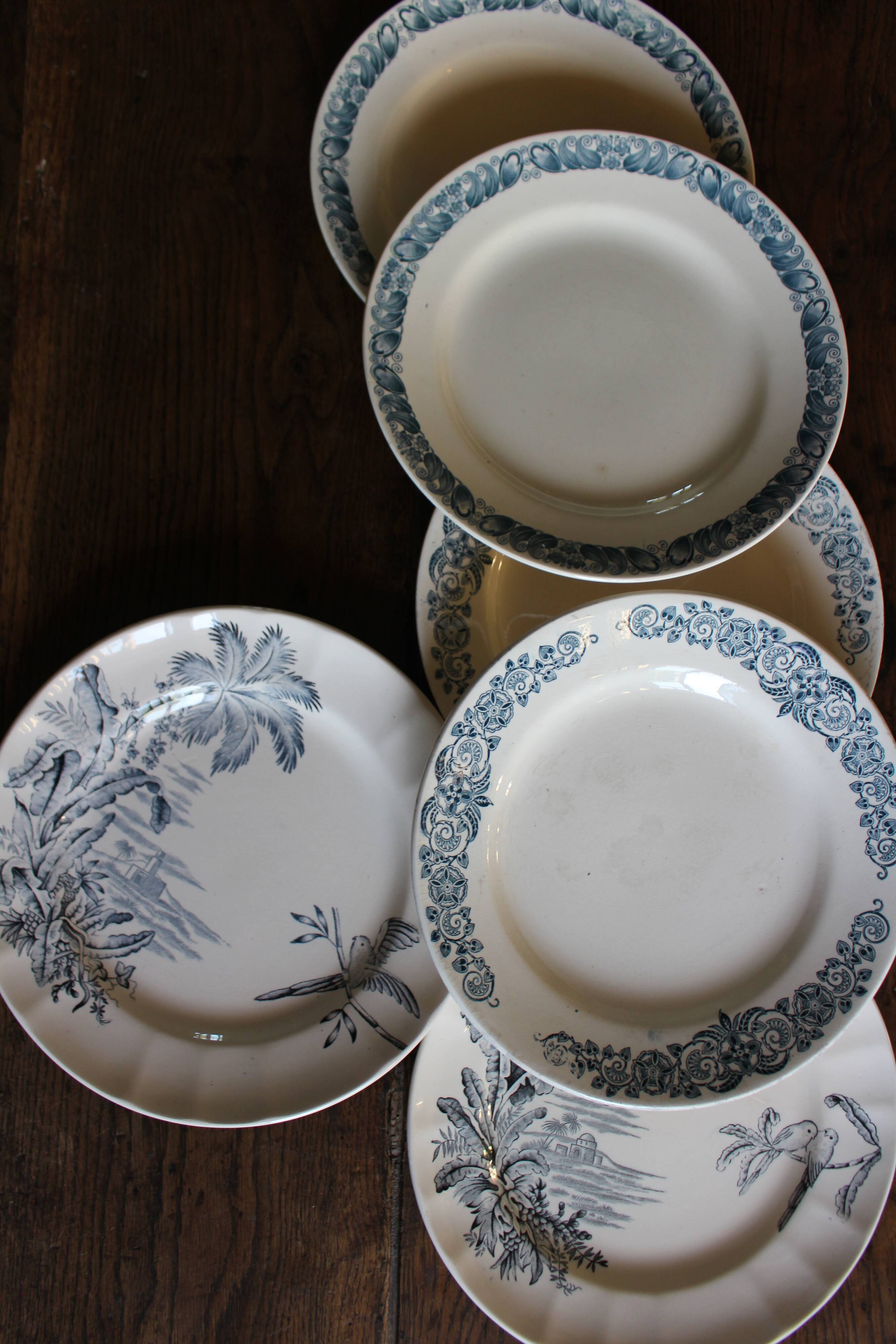 6 Terre de Fer blue Marcel Alésia Exotic Longchamp plates